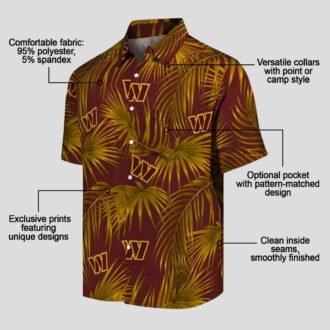 Washington Commanders NFL Tropical Shirt, Burgundy Leafy Palms Aloha Hawaiian Shirt for Summer
