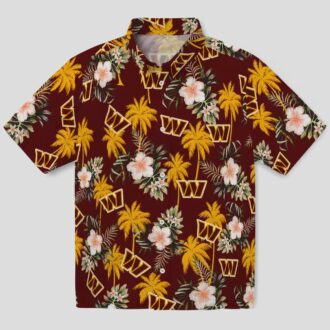 Washington Commanders Palm Tree Floral Shirt, Burgundy Hawaiian Beach Party Outfit