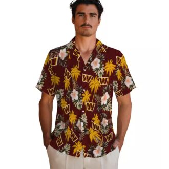 Washington Commanders Palm Tree Floral Shirt, Burgundy Hawaiian Beach Party Outfit