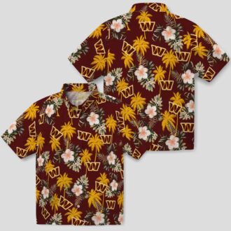 Washington Commanders Palm Tree Floral Shirt, Burgundy Hawaiian Beach Party Outfit