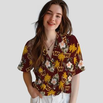 Washington Commanders Palm Tree Floral Shirt, Burgundy Hawaiian Beach Party Outfit