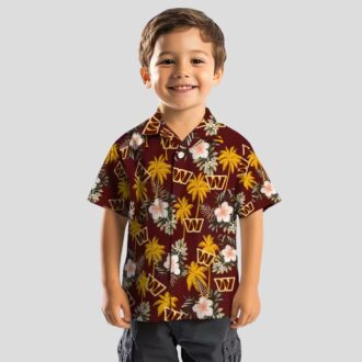 Washington Commanders Palm Tree Floral Shirt, Burgundy Hawaiian Beach Party Outfit