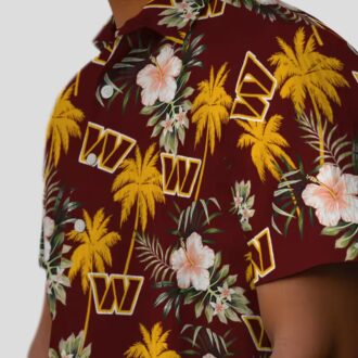Washington Commanders Palm Tree Floral Shirt, Burgundy Hawaiian Beach Party Outfit