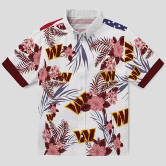 Washington Commanders Patriotic Hawaiian Shirt, Burgundy White NFL Game Day Summer Outfit