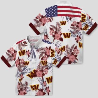 Washington Commanders Patriotic Hawaiian Shirt, Burgundy White NFL Game Day Summer Outfit