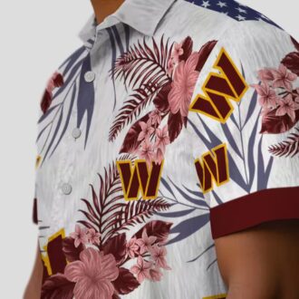 Washington Commanders Patriotic Hawaiian Shirt, Burgundy White NFL Game Day Summer Outfit