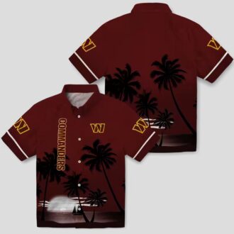 Washington Commanders Sunset Beach Hawaiian Shirt, Burgundy Black Shirt for Men & Women