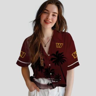 Washington Commanders Sunset Beach Hawaiian Shirt, Burgundy Black Shirt for Men & Women