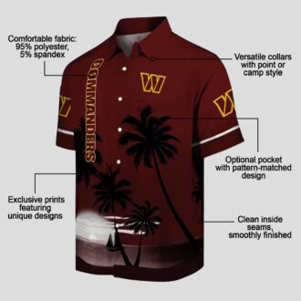 Washington Commanders Sunset Beach Hawaiian Shirt, Burgundy Black Shirt for Men & Women