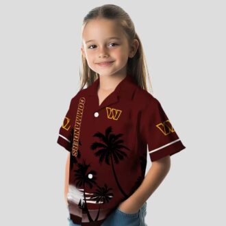 Washington Commanders Sunset Beach Hawaiian Shirt, Burgundy Black Shirt for Men & Women