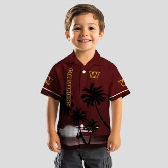 Washington Commanders Sunset Beach Hawaiian Shirt, Burgundy Black Shirt for Men & Women