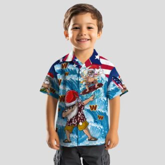 Washington Commanders Surfing Santa Blue Hawaiian Shirt, NFL Holiday Party & Beach Shirt for Fans