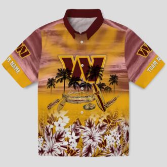 Washington Commanders Tropical Canoe Hawaiian Shirt, Custom Burgundy Summer Beach Shirt for Fans