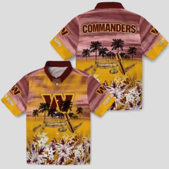 Washington Commanders Tropical Canoe Hawaiian Shirt, Custom Burgundy Summer Beach Shirt for Fans