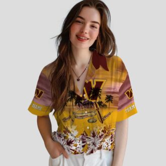 Washington Commanders Tropical Canoe Hawaiian Shirt, Custom Burgundy Summer Beach Shirt for Fans
