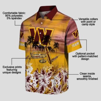 Washington Commanders Tropical Canoe Hawaiian Shirt, Custom Burgundy Summer Beach Shirt for Fans