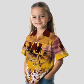 Washington Commanders Tropical Canoe Hawaiian Shirt, Custom Burgundy Summer Beach Shirt for Fans