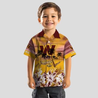 Washington Commanders Tropical Canoe Hawaiian Shirt, Custom Burgundy Summer Beach Shirt for Fans