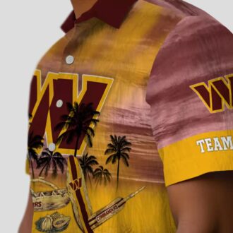 Washington Commanders Tropical Canoe Hawaiian Shirt, Custom Burgundy Summer Beach Shirt for Fans