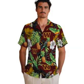 Washington Commanders Tropical Toucan Hawaiian Shirt - Hibiscus Pineapple Design for Men & Women