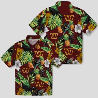 Washington Commanders Tropical Toucan Hawaiian Shirt - Hibiscus Pineapple Design for Men & Women