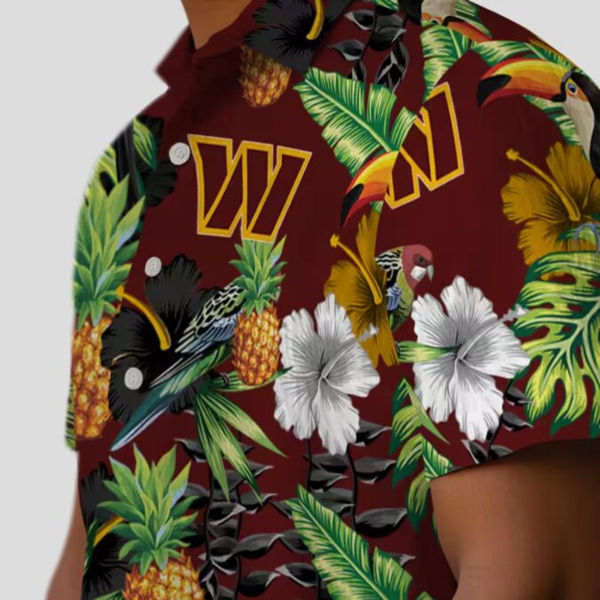 Washington Commanders Tropical Toucan Hawaiian Shirt - Hibiscus Pineapple Design for Men & Women