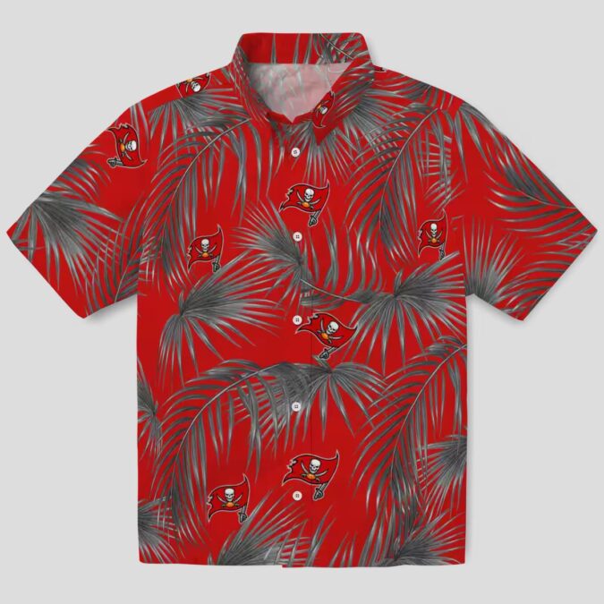 Best Tampa Bay Buccaneers Hawaiian Shirt, Red Leafy Palms Floral Summer NFL Gear
