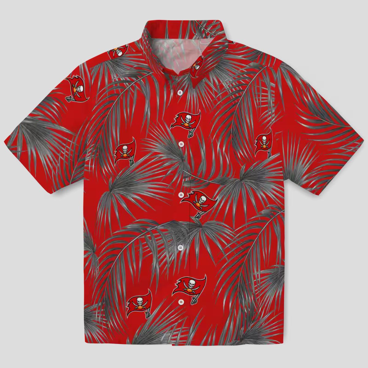 Best Tampa Bay Buccaneers Hawaiian Shirt, Red Leafy Palms Floral Summer NFL Gear