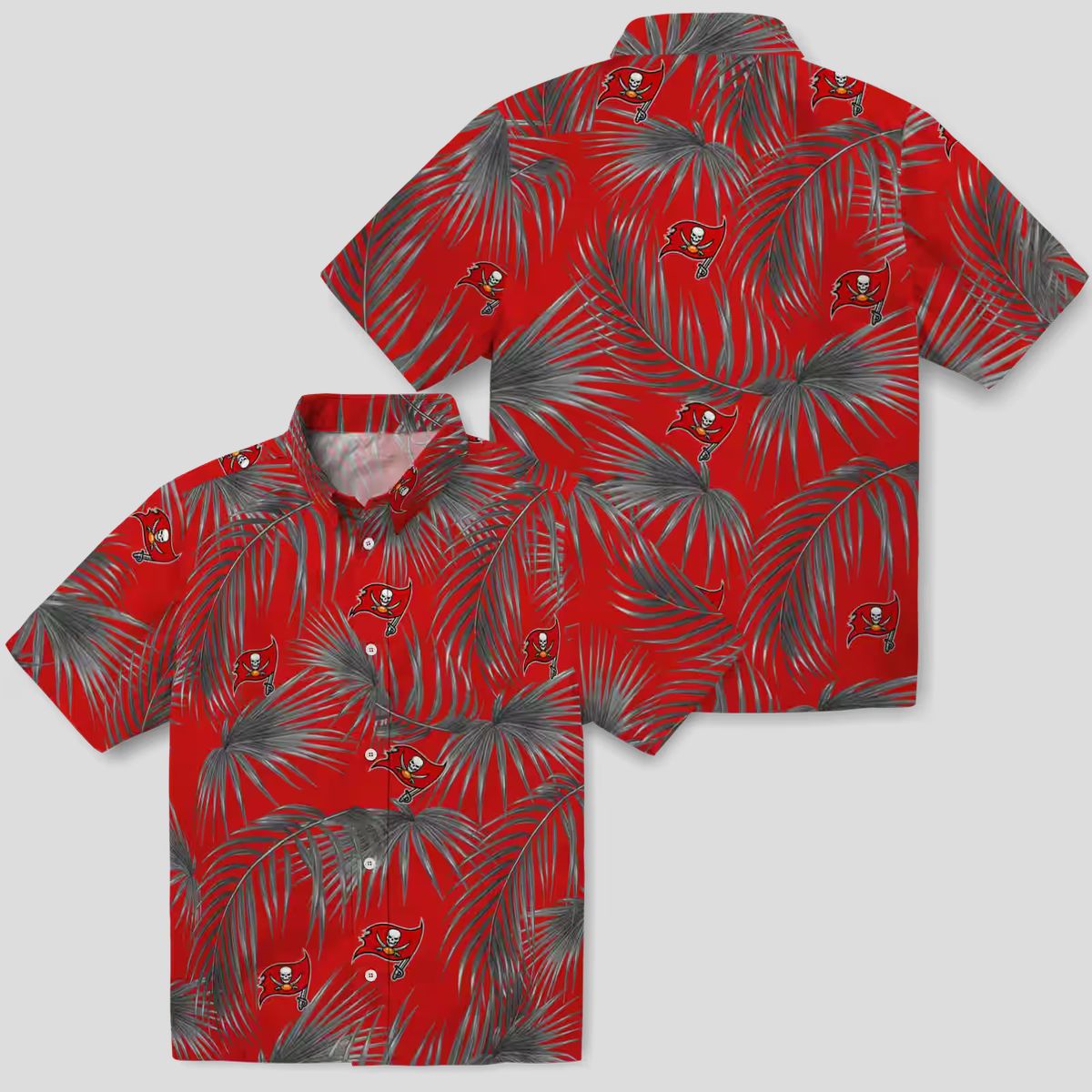 Best Tampa Bay Buccaneers Hawaiian Shirt, Red Leafy Palms Floral Summer NFL Gear