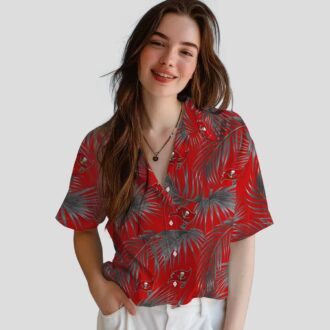 Best Tampa Bay Buccaneers Hawaiian Shirt, Red Leafy Palms Floral Summer NFL Gear