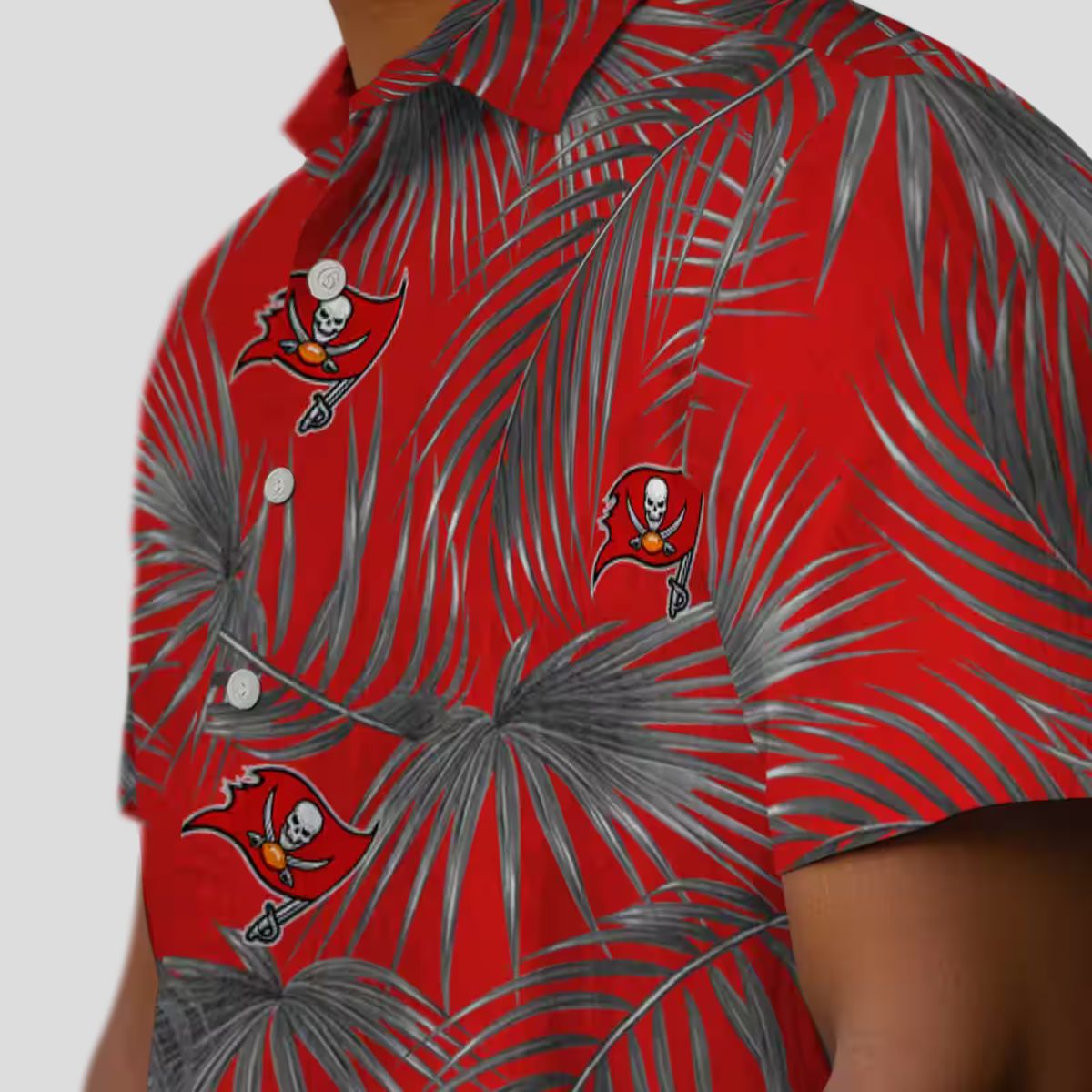 Best Tampa Bay Buccaneers Hawaiian Shirt, Red Leafy Palms Floral Summer NFL Gear