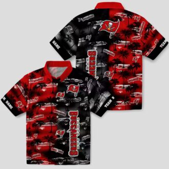 NFL Fans Tampa Bay Buccaneers Hawaiian Shirt, Red Palm Silhouette Aloha NFL Beachwear