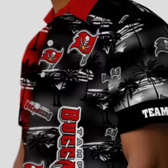 NFL Fans Tampa Bay Buccaneers Hawaiian Shirt, Red Palm Silhouette Aloha NFL Beachwear