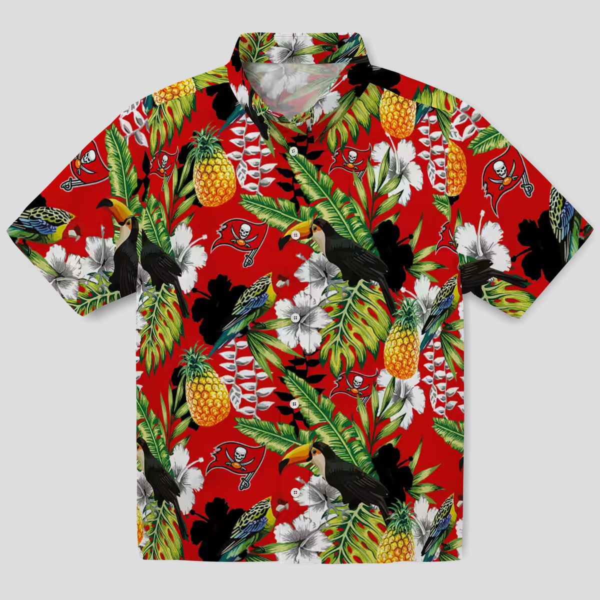 NFL Tampa Bay Buccaneers Aloha Hawaiian Shirt, Summer Tropical Toucan & Floral Print