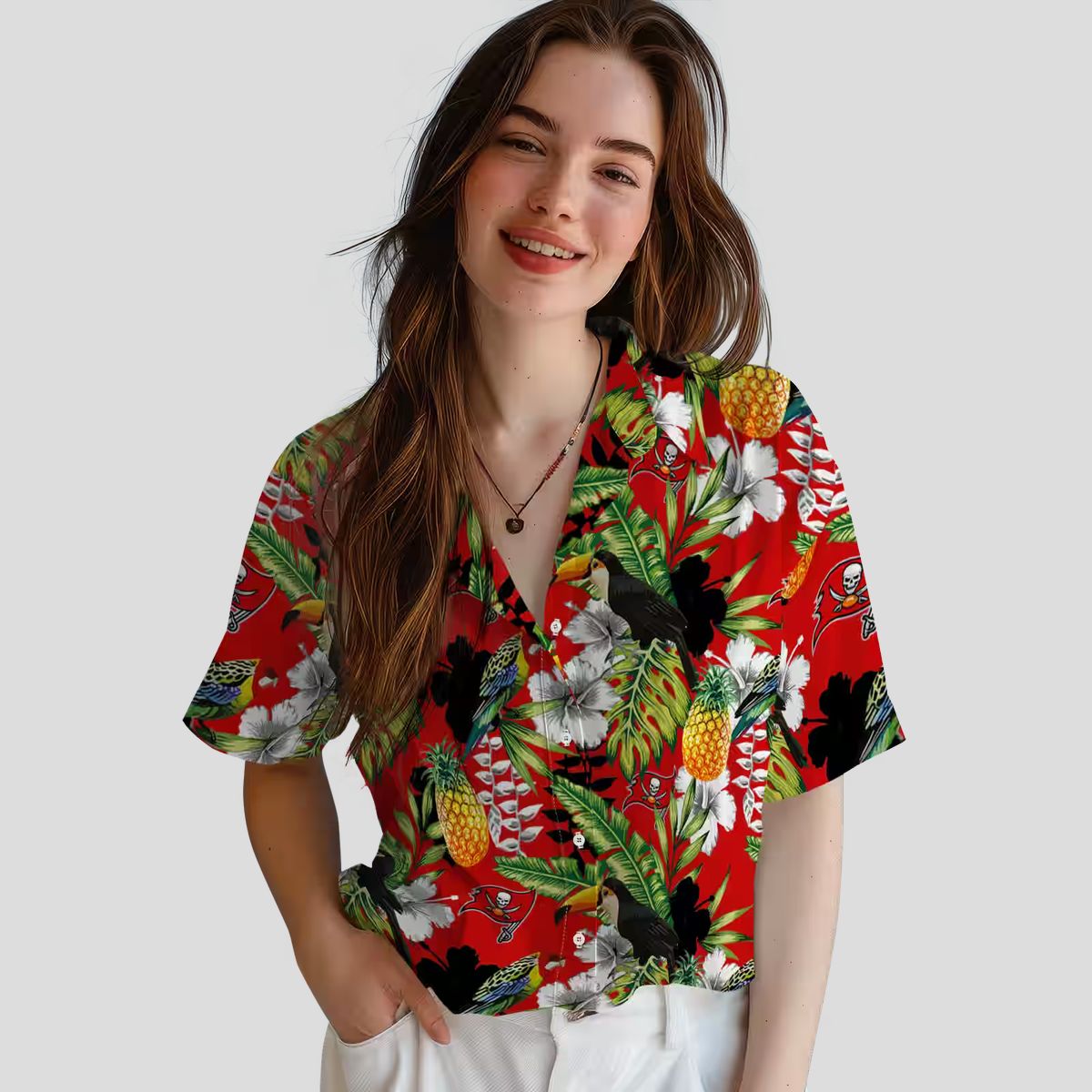 NFL Tampa Bay Buccaneers Aloha Hawaiian Shirt, Summer Tropical Toucan & Floral Print