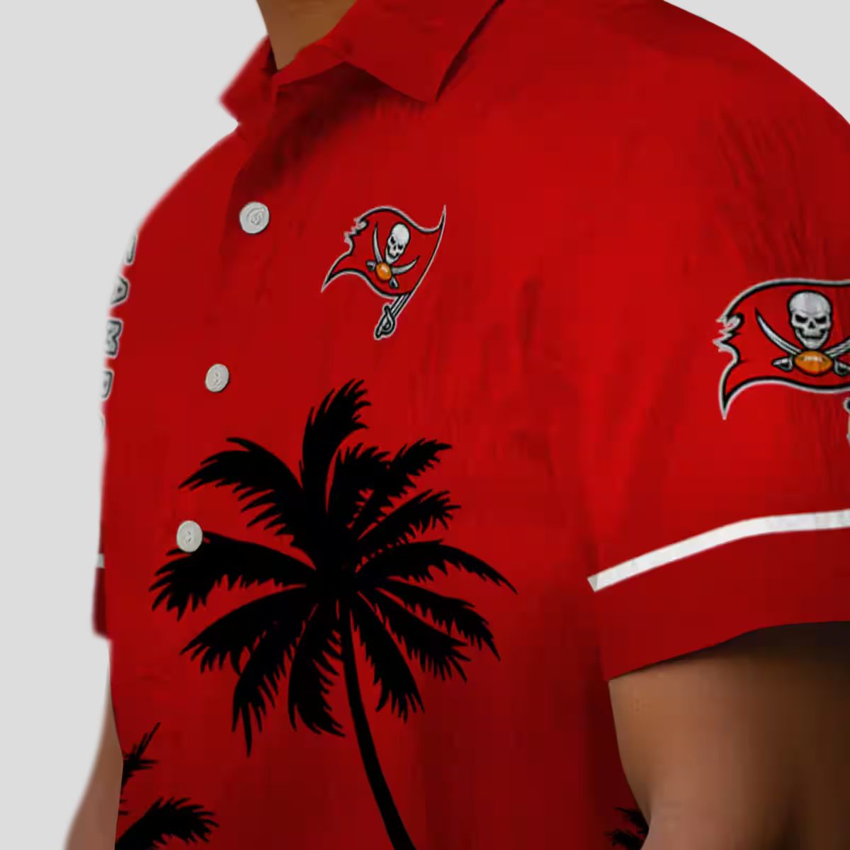 NFL Tampa Bay Buccaneers Beach Sunset Hawaiian Shirt, Red Black Summer Fan Apparel