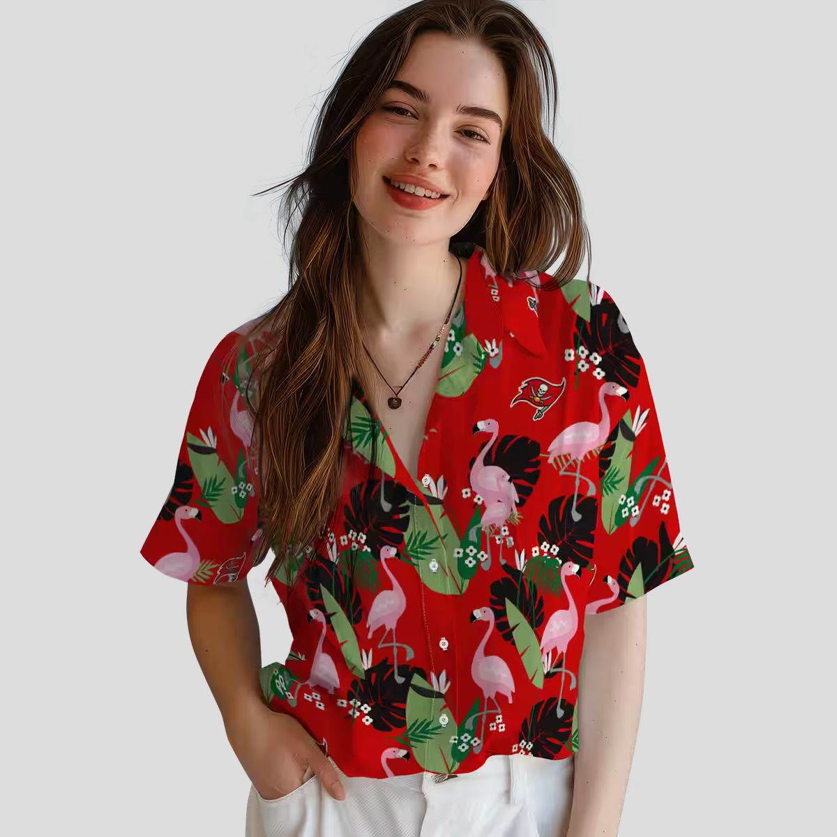 NFL Tampa Bay Buccaneers Flamingo Leaf Hawaiian Shirt, Summer Beachwear & Game Day Gear