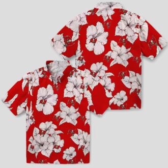 NFL Tampa Bay Buccaneers Hibiscus Blooms Hawaiian Shirt, Red White Tropical Summer Gear