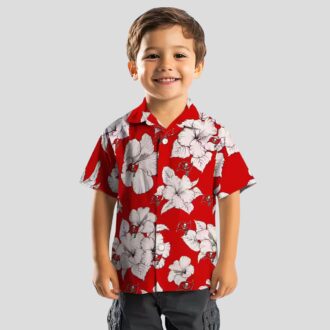 NFL Tampa Bay Buccaneers Hibiscus Blooms Hawaiian Shirt, Red White Tropical Summer Gear
