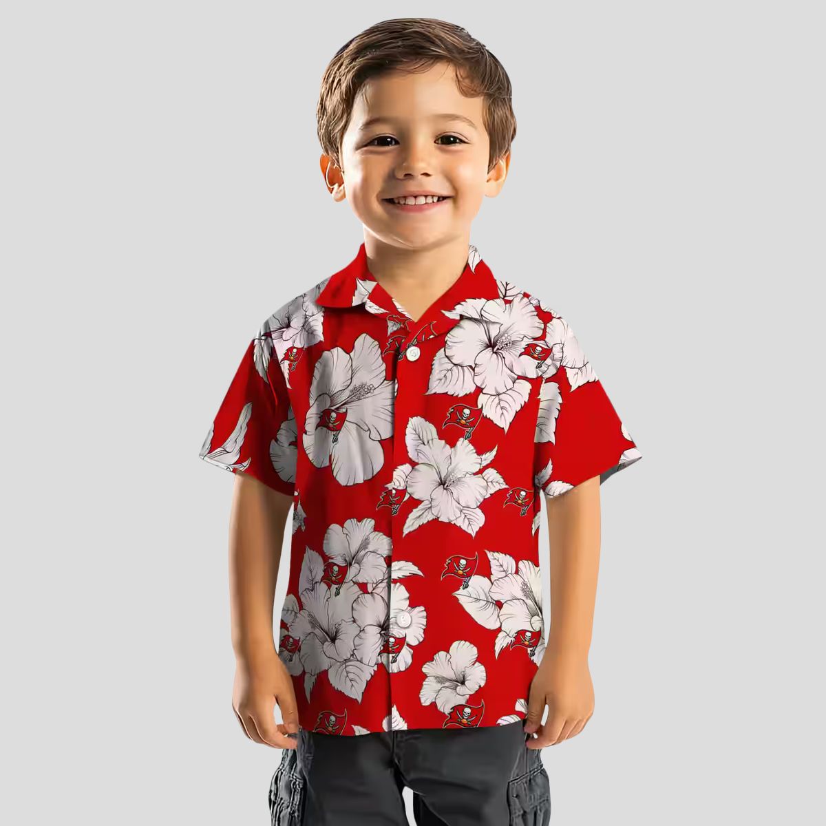 NFL Tampa Bay Buccaneers Hibiscus Blooms Hawaiian Shirt, Red White Tropical Summer Gear