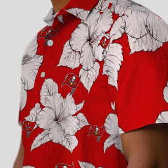 NFL Tampa Bay Buccaneers Hibiscus Blooms Hawaiian Shirt, Red White Tropical Summer Gear