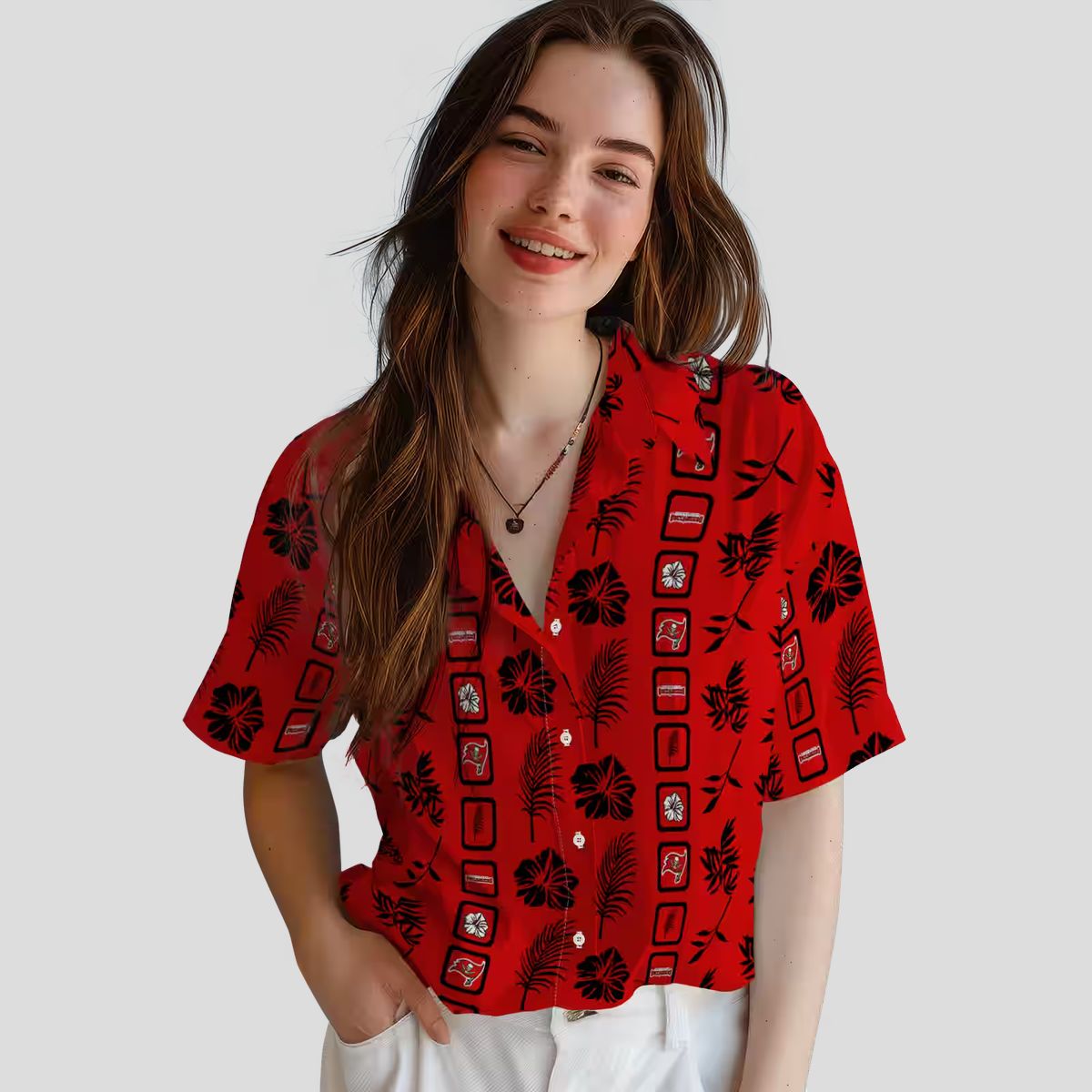 NFL Tampa Bay Buccaneers Red Floral Hawaiian Shirt, Perfect Summer Beach Gear