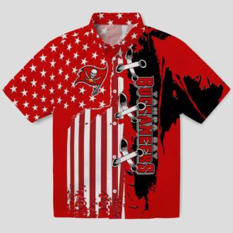 NFL Tampa Bay Buccaneers Red Hawaiian Shirt with Stitched Flag for Summer & Vacation