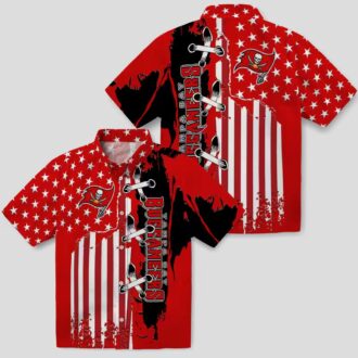 NFL Tampa Bay Buccaneers Red Hawaiian Shirt with Stitched Flag for Summer & Vacation