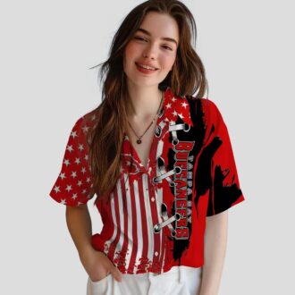 NFL Tampa Bay Buccaneers Red Hawaiian Shirt with Stitched Flag for Summer & Vacation