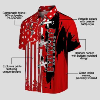 NFL Tampa Bay Buccaneers Red Hawaiian Shirt with Stitched Flag for Summer & Vacation