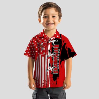 NFL Tampa Bay Buccaneers Red Hawaiian Shirt with Stitched Flag for Summer & Vacation