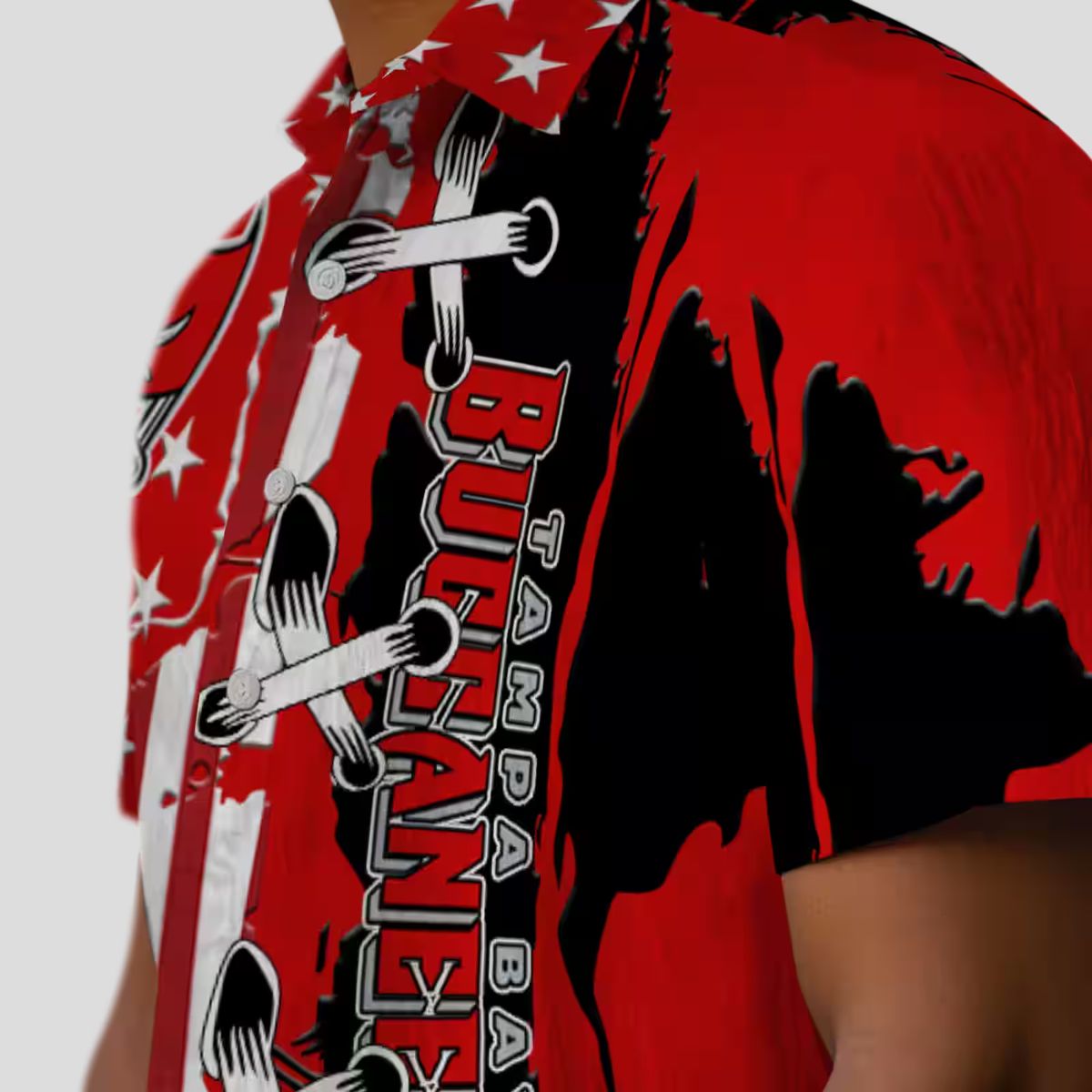 NFL Tampa Bay Buccaneers Red Hawaiian Shirt with Stitched Flag for Summer & Vacation