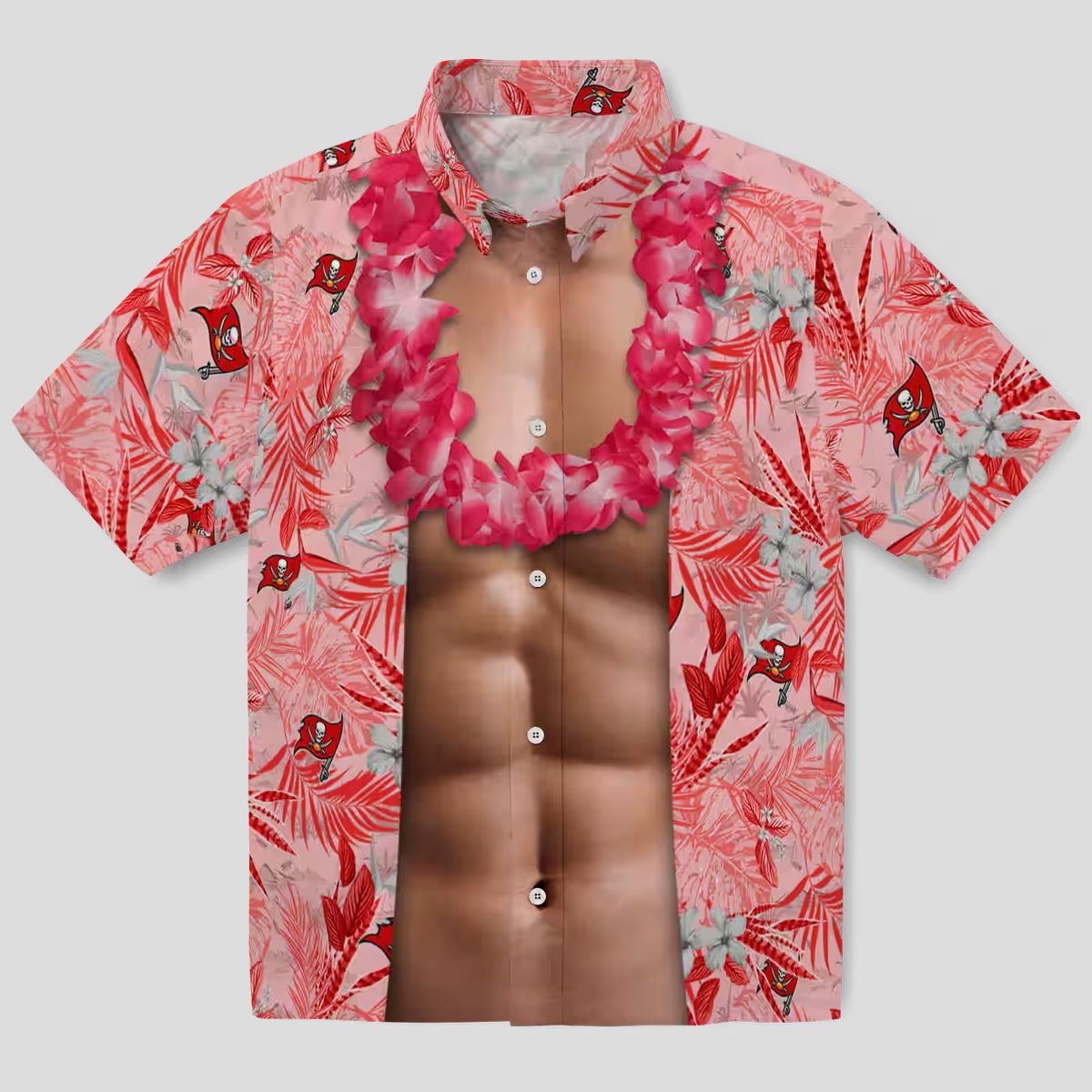 NFL Tampa Bay Buccaneers Red Hawaiian Shirt, Chest Illusion Aloha Shirt for Men