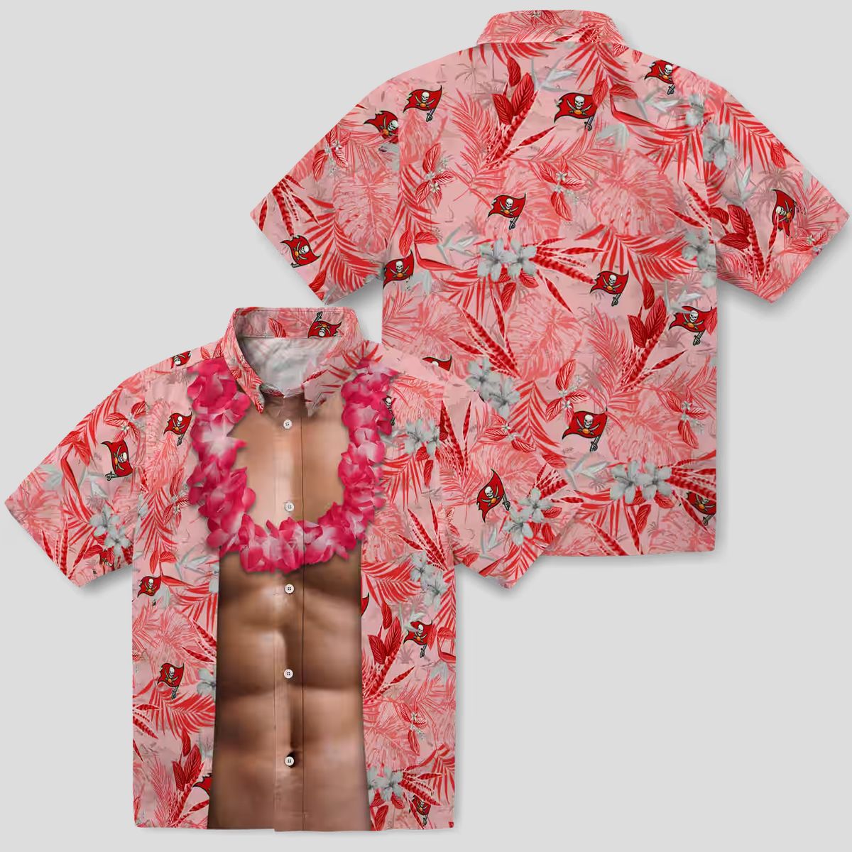 NFL Tampa Bay Buccaneers Red Hawaiian Shirt, Chest Illusion Aloha Shirt for Men